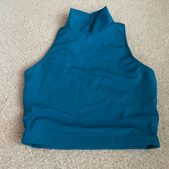 Balera Teal High Neck Cross Back Dance Top - Picture 6 of 6